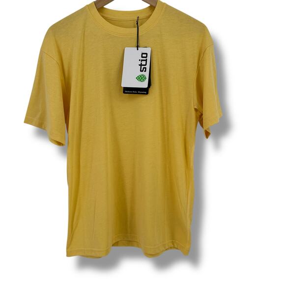 Stio Serene Aspen Heather Performance T Shirt Mens Sz S Yellow Moisture Wicking - Picture 1 of 6